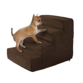 Pet Stairs ‚Äì Foam Pet Steps for Small Dogs or Cats with 4 Step Design and Removable Cover ‚Äì Non-Slip Dog Stairs for Home by Petmaker (Brown)