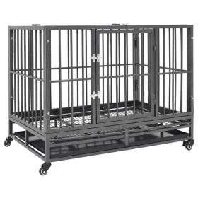 Dog Cage with Wheels Steel 36.2"x24.4"x29.9"