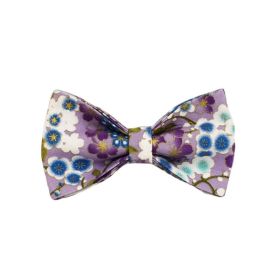 Purple And Wind Floral Dog Collar Hand Holding Rope Metal Bandana Bow Strap Out Shit Bag (Option: Bowknot-L)