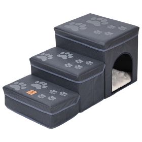 Cat Kennel Cage Multifunctional Dog Stairs Upper Bed Sofa Puppy Climbing Pet Supplies (Option: Paw Print Blue Rabbit Plush)