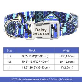 Adjustable Nylon Dog Collar Personalized Dogs Cat ID (Option: 337Blue-L)