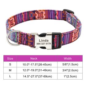 Adjustable Nylon Dog Collar Personalized Dogs Cat ID (Option: 030Orange-L)