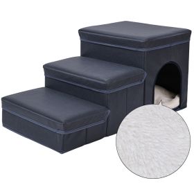 Cat Kennel Cage Multifunctional Dog Stairs Upper Bed Sofa Puppy Climbing Pet Supplies (Option: Blue Rabbit Plush)