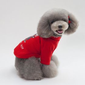 Dog Winter Pet Clothes Brushed Hoody (Option: Boxing Boy Sweater Red-S)