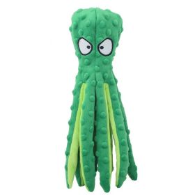 Plush Octopus Soft Dog Stuffed For DogChew Toys Interactive Dog Supplies Fleece Dog Squeaky Toys (Color: Green)