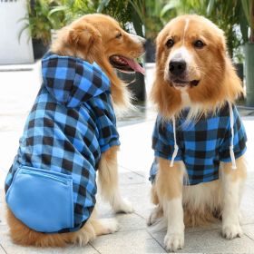 Plaid Dog Hoodie Pet Clothes Sweaters with Hat and Pocket Christmas Classic Plaid Small Medium Dogs Dog Costumes (colour: Zipper pocket coat blue black plaid, size: XS (chest circumference 32, back length 20cm))