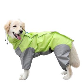 A Raincoat for all small and large dogs; Pet raincoat Medium large dog Golden hair Samo Alaska waterproof four foot raincoat Dog hooded raincoat (colour: Blue, size: 14)