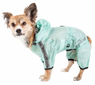 Dog Helios 'Torrential Shield' Waterproof Multi-Adjustable Full Bodied Pet Dog Windbreaker Raincoat (Color: Green, size: X-Small)