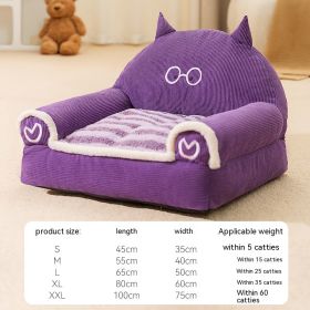 Small And Medium-sized Dogs Teddy Bichon Winter Warm Dehaired Angora Dog Bed Cat Sofa (Option: Purple Lamb-55x45cm)