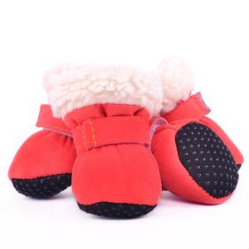 Fashion Simple Waterproof Warm Dog Shoes (Option: Red-S)