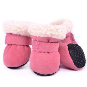 Fashion Simple Waterproof Warm Dog Shoes (Option: Pink-S)