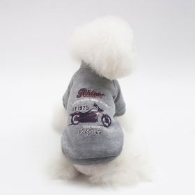 Dog Winter Pet Clothes Brushed Hoody (Option: Motorcycle Sweater Gray-L)