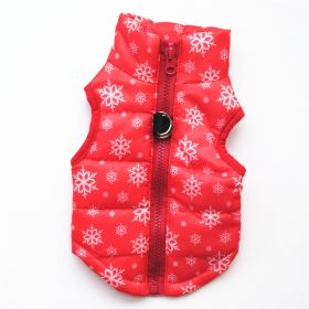 Fashion Personalized Puppy Cotton-padded Jacket Vest (Option: Christmas Red Snowflake-S)